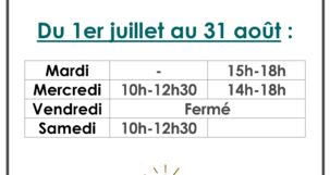 Horaires d’été bibliothèque Argenton